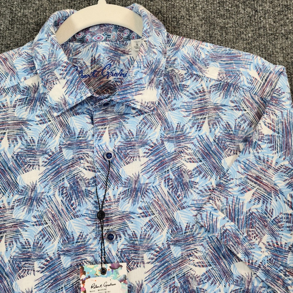 Robert Graham Morrone Men Linen Tropical Resort Hawaiian Shirt Size S NWT